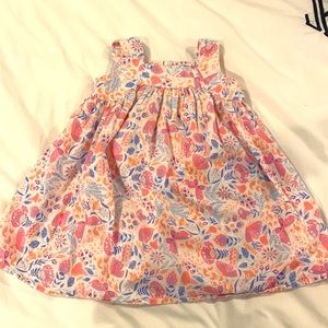 Sold!!! 2T pink, white, coral and blue butterfly dress. Easy cotton
